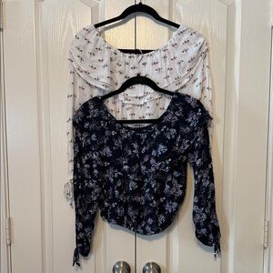 Abercrombie Off Shoulder ruffle crop bundle with 2 Floral Print Women's XS